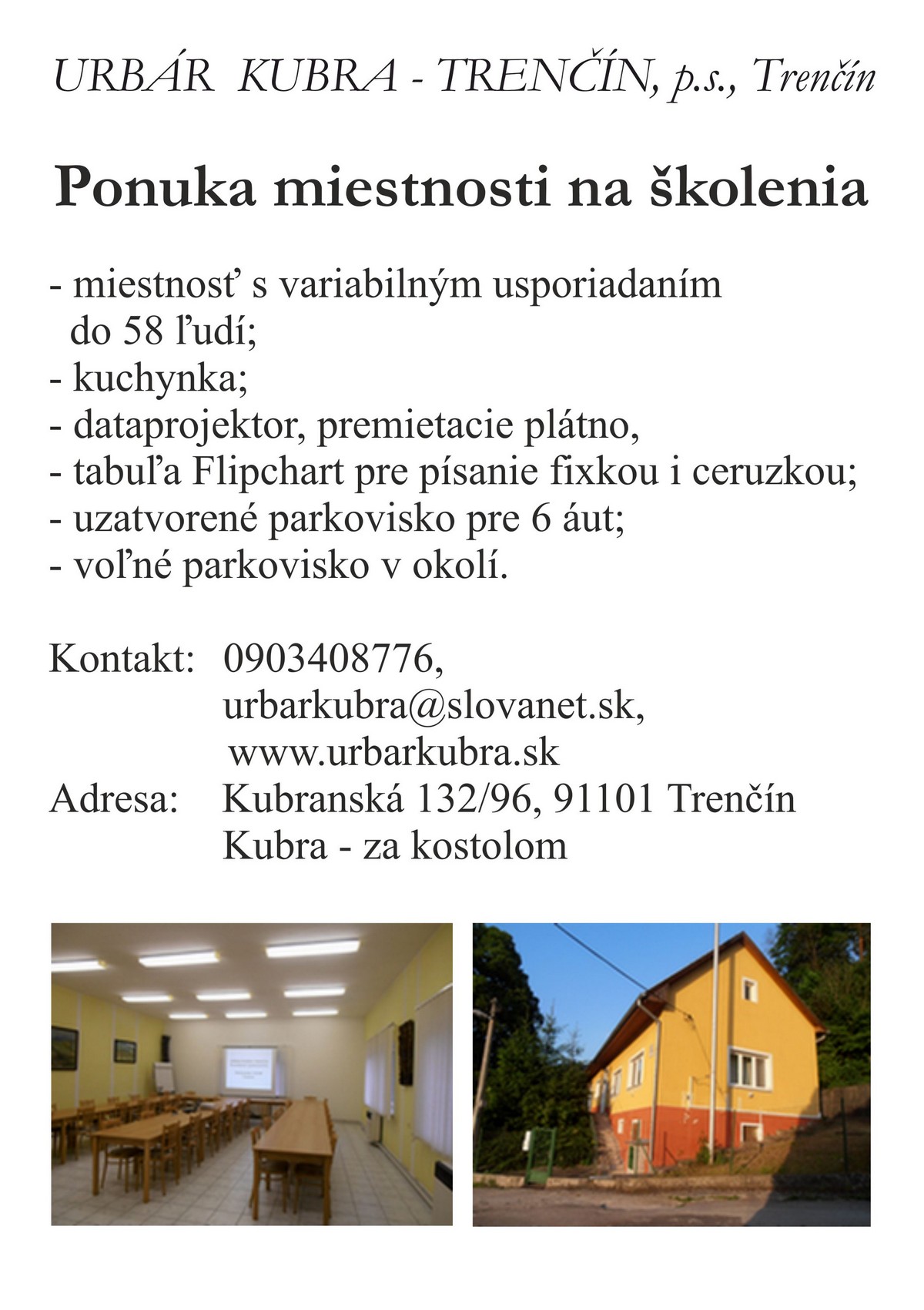 Urbársky dom inzerát Urbársky dom inzerát